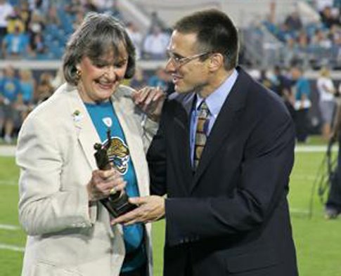 Delores Barr Weaver, co-owner of the Jacksonville Jaguars and Chair/CEO of the Jacksonville Jaguars Foundation and Peter Racine, Executive Director, Jacksonville Jaguars Foundation.
